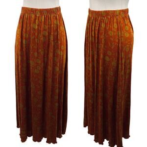Gudrun Sjöden Jersey Knit Maxi Skirt Orange Citrus Print Stretchy Waist Small